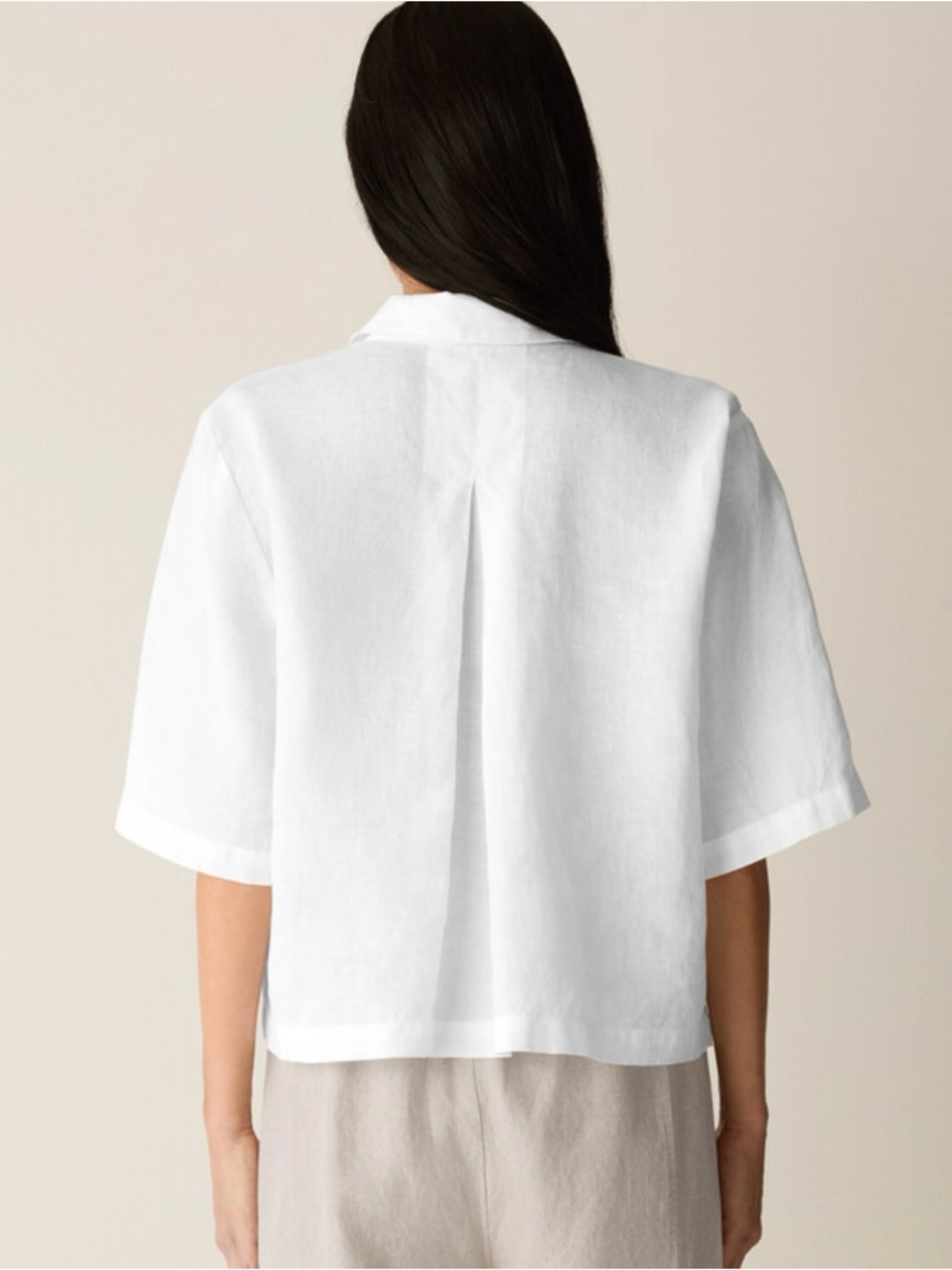 Eileen Fisher Classic Collar Elbow Sleeve Organic Linen Button-Up Shirt Size S - Picture 3 of 10